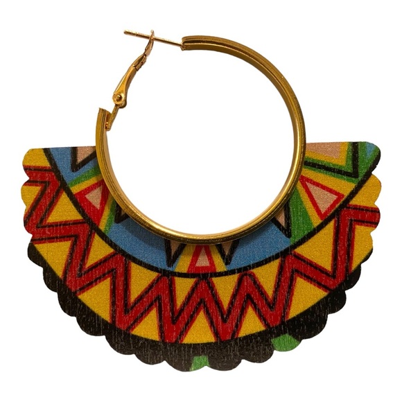 Colorful Geometric Hoop Earrings - Picture 3 of 3